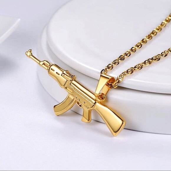 Necklace - Machine Gun Pendant Chain - Picture 2 of 3